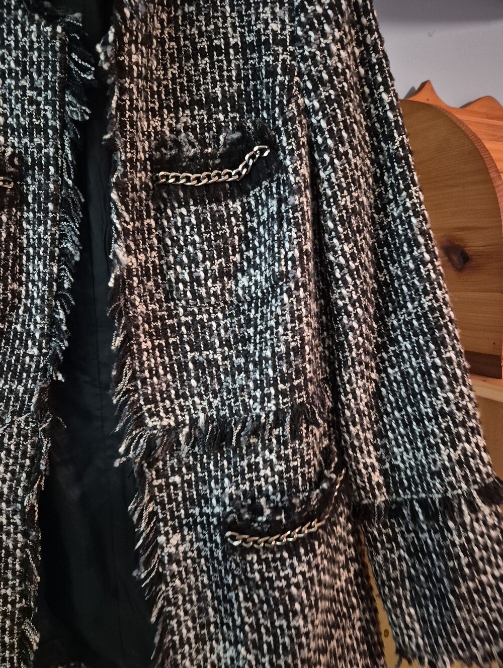 INC International Concepts Black White Tweed Long Blazer Size Small - Picture 5 of 8